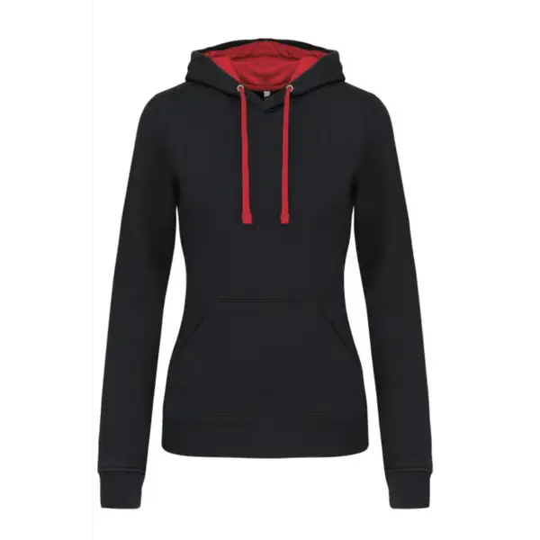 K465 - Sweat-shirt  femme bleu - capuche rouge Taille S